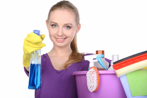 Office cleaning team maintaining a Fulham workplace
